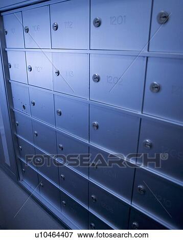 Stock Photo - Wall of mailboxes. Fotosearch