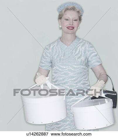 Woman with hat boxes View Large Photo Image Stock Photo - Woman with hat boxes. Fotosearch