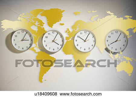 World map with clocks View Large Photo Image Stock Photo - World map with clocks. Fotosearch