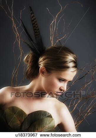 Stock Photo - Young woman with long flowing hair. Fotosearch