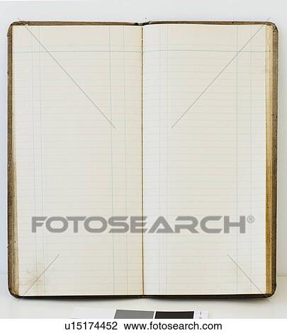Stock Image - Blank open ledger book. Fotosearch