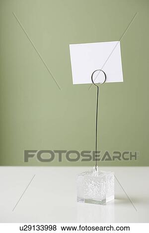 Blank place setting card in holder View Large Photo Image Stock Photo - Blank place setting card in holder. Fotosearch