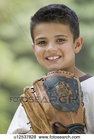 Stock Photo - Boy with baseball glove. Fotosearch