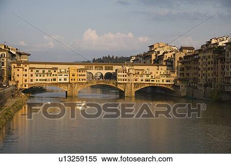 Stock Photography - Bridge over river, Ponte Vecchio, Florence, Italy. Fotosearch