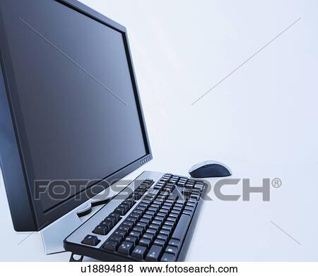 Close up of computer on desk View Large Photo Image Stock Photo - Close up of computer on desk. Fotosearch