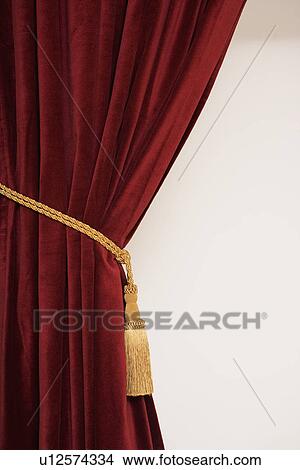 Close up of curtain and tieback View Large Photo Image Picture - Close up of curtain and tieback. Fotosearch