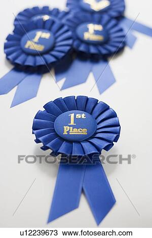Stock Image - Close up of First Place ribbons. Fotosearch