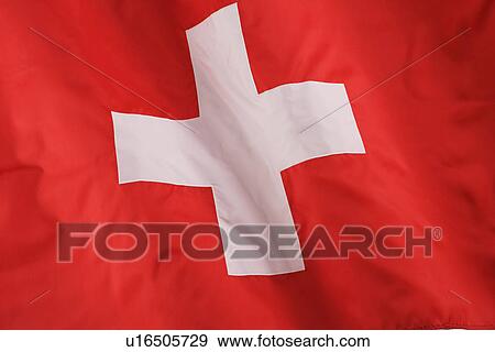 Stock Photo - Close up of flag of Switzerland. Fotosearch