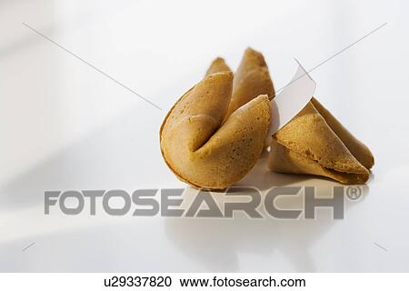 Stock Image - Close up of fortune cookies. Fotosearch