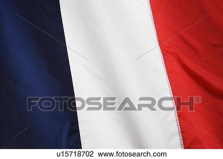 Stock Image - Close up of French flag. Fotosearch
