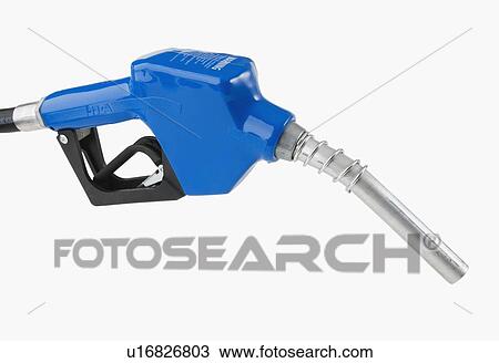Stock Image - Close up of gas pump nozzle. Fotosearch