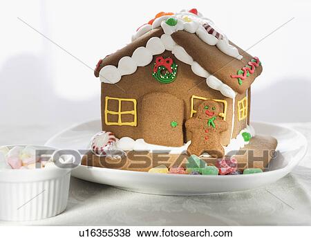 Close up of gingerbread house View Large Photo Image Stock Photo - Close up of gingerbread house. Fotosearch