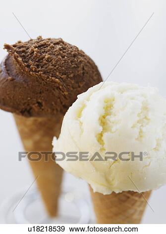 Close up of ice cream cones View Large Photo Image Stock Photo - Close up of ice cream cones. Fotosearch
