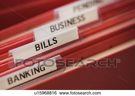 Stock Photograph - Close up of labeled file folders. Fotosearch