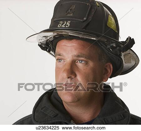 Close up of male firefighter View Large Photo Image Stock Photography - Close up of male firefighter. Fotosearch