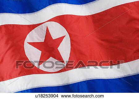 Picture - Close up of North Korean flag. Fotosearch