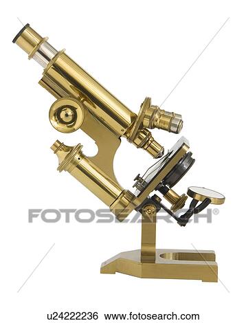 Close up of old fashioned microscope View Large Photo Image Stock Photograph - Close up of old fashioned microscope. Fotosearch