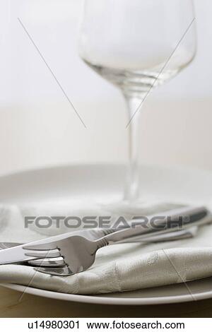 Stock Image - Close up of place setting. Fotosearch