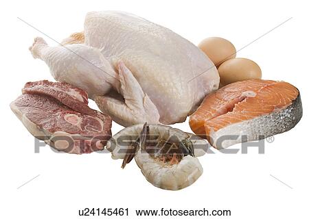 Close up of poultry, beef and seafood View Large Photo Image Stock Image - Close up of poultry, beef and seafood. Fotosearch