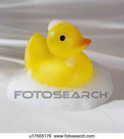 Close up of rubber duck toy with soap bubbles View Large Photo Image Stock Photograph - Close up of rubber duck toy with soap bubbles. Fotosearch