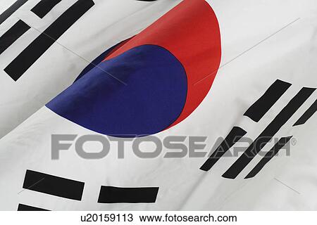 Stock Image - Close up of South Korean flag. Fotosearch