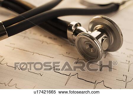 Close up of stethoscope and heartbeat printout View Large Photo Image Stock Photography - Close up of stethoscope and heartbeat printout. Fotosearch
