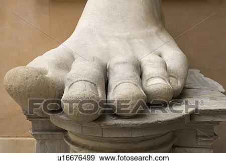 Stock Photo - Close up of the foot of Constantine statue, Capitoline Museum, Italy. Fotosearch