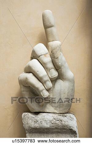 Stock Image - Close up of the hand of Constantine statue, Capitoline Museum, Italy. Fotosearch