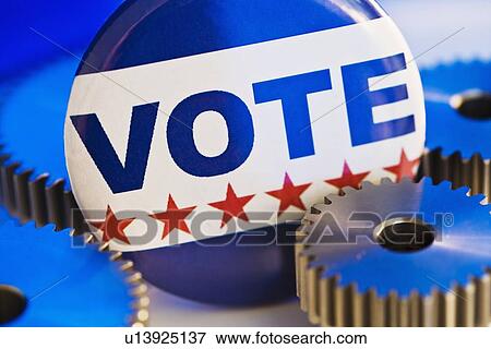 Close up of Vote button with gears View Large Photo Image Stock Photo - Close up of Vote button with gears. Fotosearch