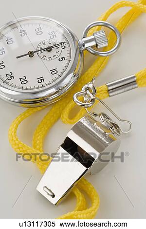 Close up of whistle and stopwatch View Large Photo Image Stock Photography - Close up of whistle and stopwatch. Fotosearch