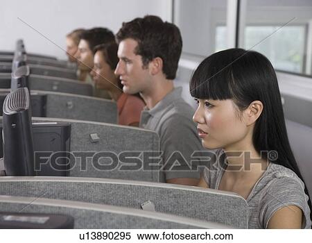 Stock Photography - College students in computer lab. Fotosearch