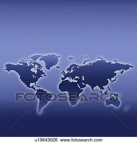 Stock Photograph - Computer generated map of globe. Fotosearch