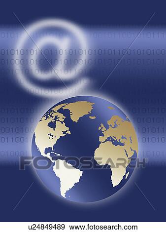Stock Photo - Computer generated picture of globe and at symbol. Fotosearch