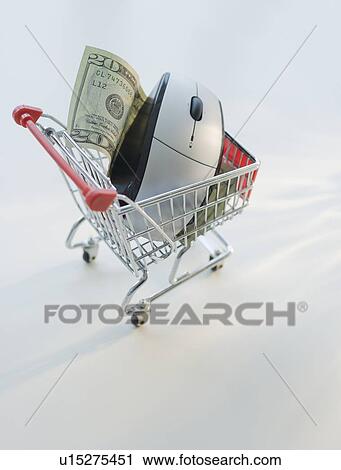 Computer mouse and money in shopping cart View Large Photo Image Stock Image - Computer mouse and money in shopping cart. Fotosearch