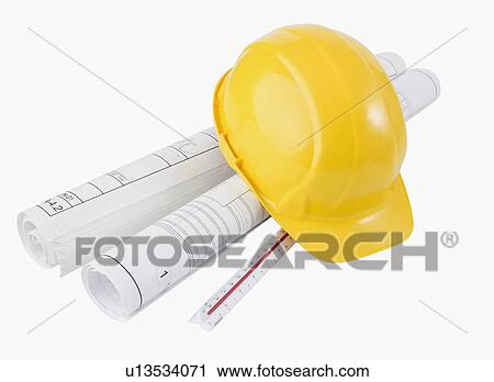 Hard hat on blueprints View Large Photo Image Stock Image - Hard hat on blueprints. Fotosearch