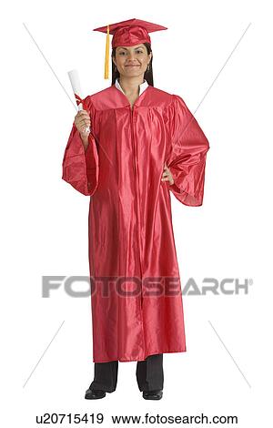 Stock Photo - Indian woman wearing graduation cap and gown. Fotosearch