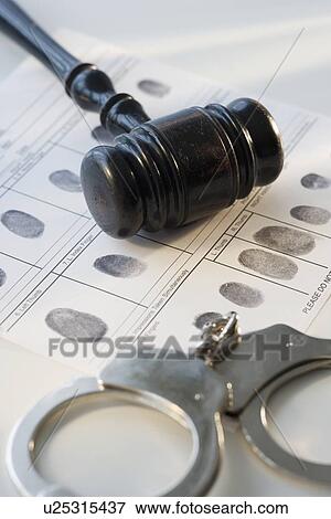 Judge’s gavel on fingerprint card View Large Photo Image Stock Photo - Judge’s gavel on fingerprint card. Fotosearch