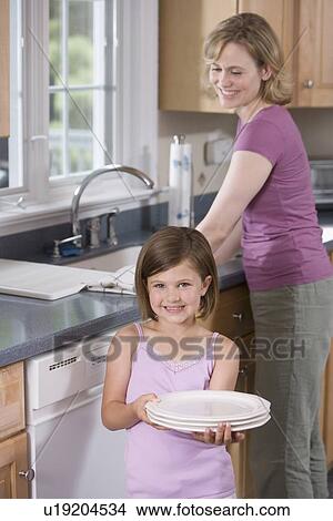 Mother and daughter washing dishes View Large Photo Image Picture - Mother and daughter washing dishes. Fotosearch