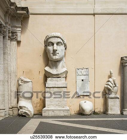 Parts of the Constantine statue, Capitoline Museum, Italy View Large Photo Image Stock Photo - Parts of the Constantine statue, Capitoline Museum, Italy. Fotosearch