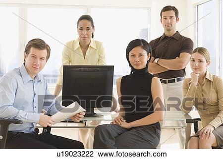 Portrait of businesspeople in office View Large Photo Image Stock Image - Portrait of businesspeople in office. Fotosearch