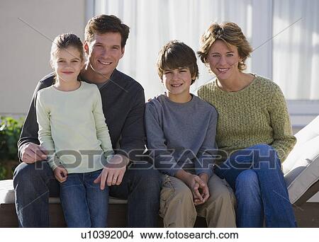 Picture - Portrait of family with two children. Fotosearch