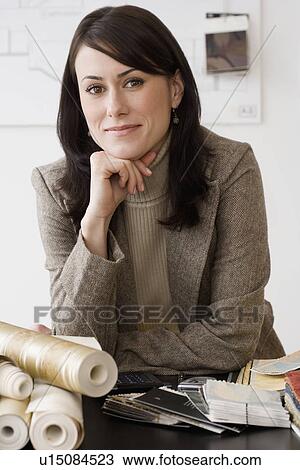 Portrait Of Female Interior Designer At Shop Stock Image