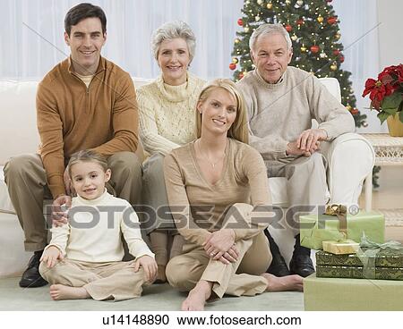 Portrait of multi-generational family on Christmas View Large Photo Image Stock Image - Portrait of multi-generational family on Christmas. Fotosearch
