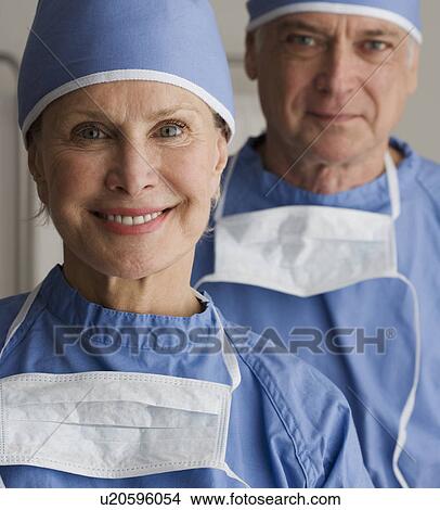 Picture - Portrait of senior male and female surgeons. Fotosearch