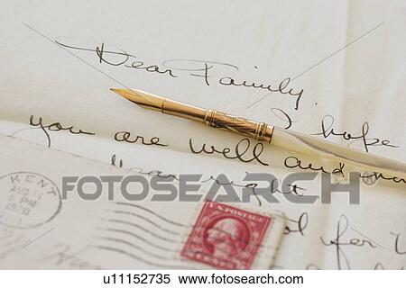 Quill pen on old letter View Large Photo Image Stock Photography - Quill pen on old letter. Fotosearch