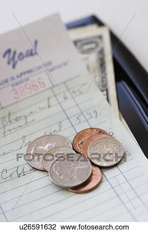 Restaurant bill with money View Large Photo Image Stock Image - Restaurant bill with money. Fotosearch