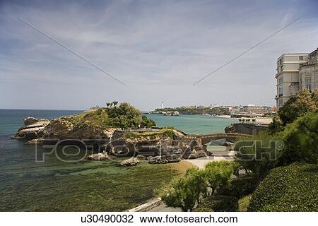 Scenic view of coastline, Biarritz, France View Large Photo Image Stock Image - Scenic view of coastline, Biarritz, France. Fotosearch
