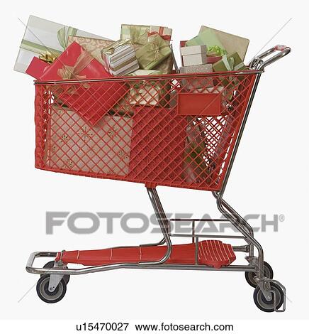 Shopping cart full of gifts View Large Photo Image Stock Photo - Shopping cart full of gifts. Fotosearch