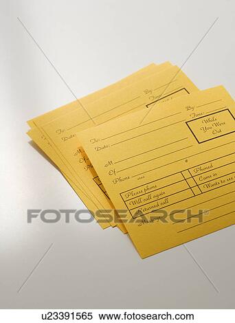 Stock Photography - Stack of message cards. Fotosearch