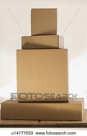 Stock Image - Stack of shipping boxes. Fotosearch